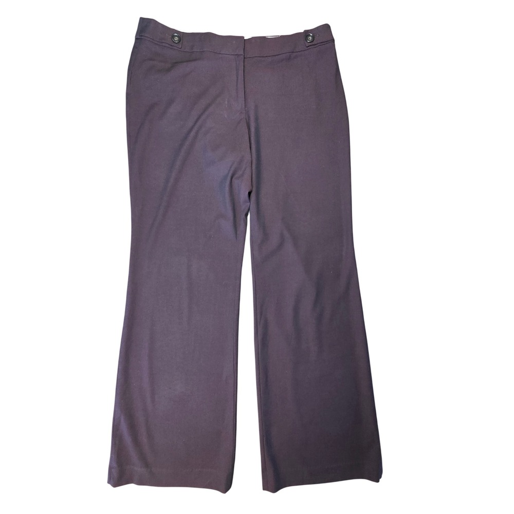 Ann Taylor LOFT Julie Wide Leg Trousers Dark Plum Purple Dress Pants Size 8